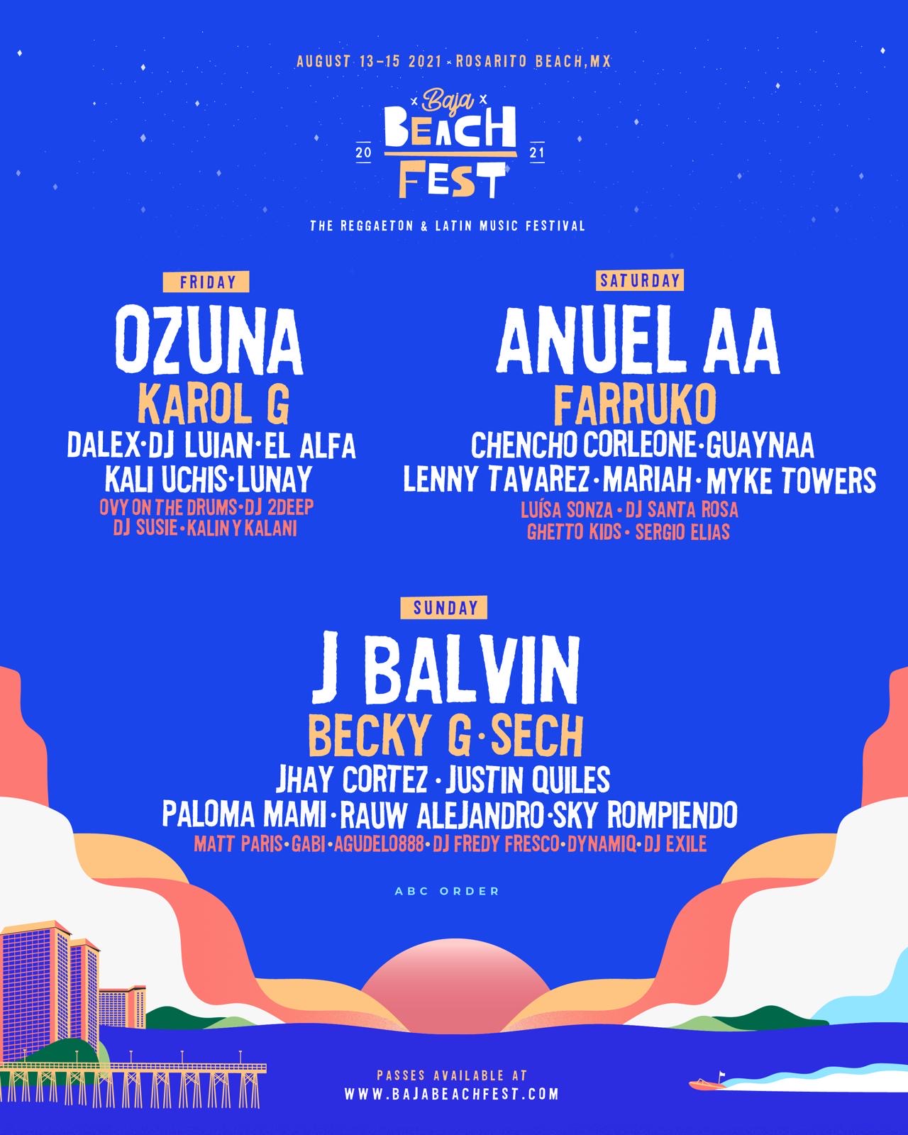 Baja Beach Fest 2021 Announces Anuel AA, J Balvin, Ozuna as